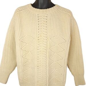St Michael Wool Aran Knit Sweater Vintage Fisherman Made In Britain Mens Large